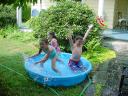 Vivian, Maggie and Wesley at the pool