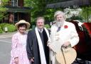 Debbie and me (in my robe), and a special guest, on our church’s 150th anniversary