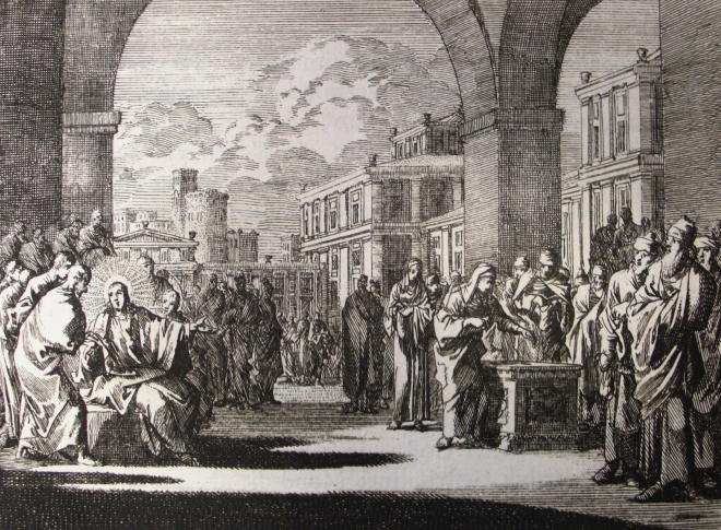 Jan Luyken's The Widow's Mite, wikimedia commons.